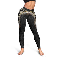 Beige Polynesian Starfish Unique Pattern Leggings LT01 - Polynesian Pride