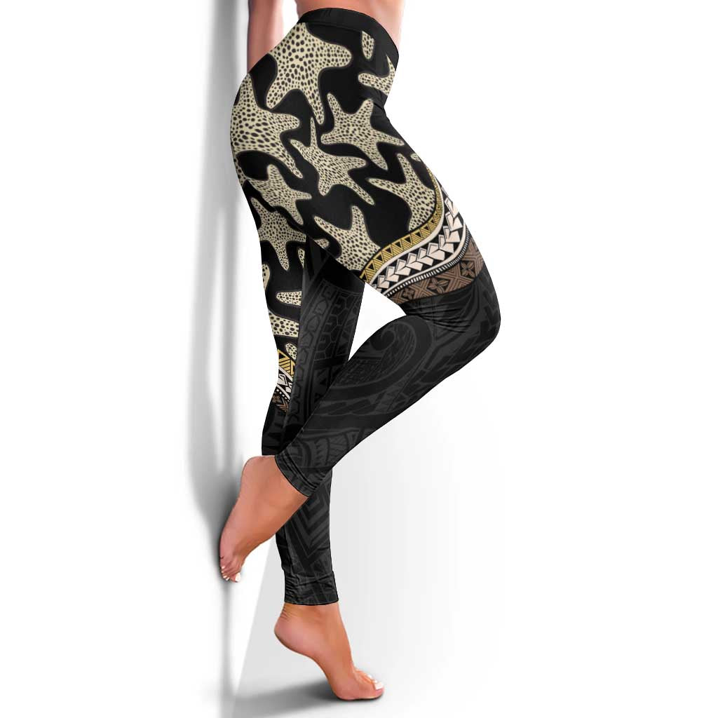 Beige Polynesian Starfish Unique Pattern Leggings LT01 - Polynesian Pride