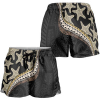 Beige Polynesian Starfish Unique Pattern Shorts for Women LT01 - Polynesian Pride