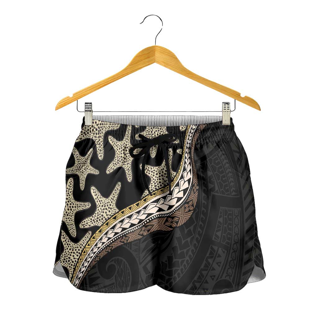 Beige Polynesian Starfish Unique Pattern Shorts for Women LT01 - Polynesian Pride