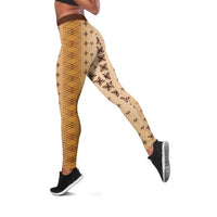 Beige Samoa Malu Tattoo Inspired Leggings LT05 Beige - Polynesian Pride