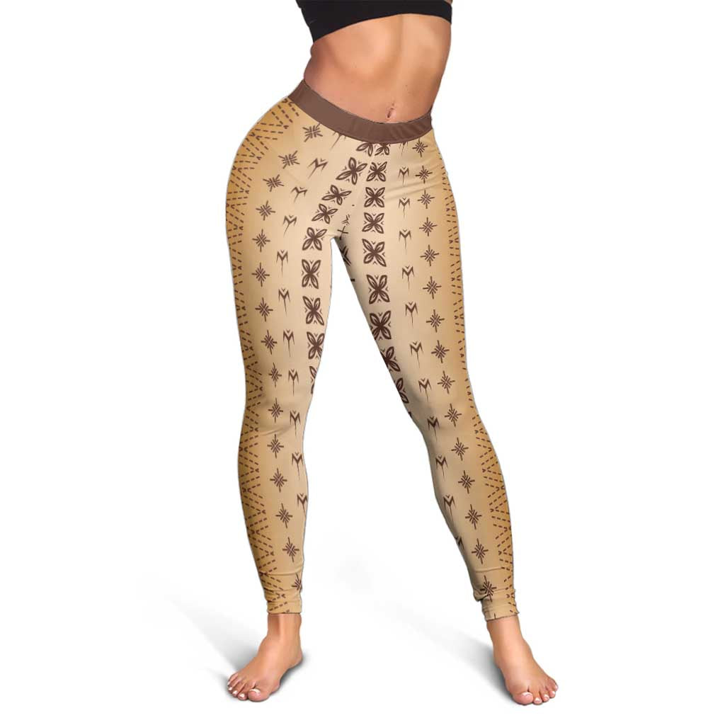 Beige Samoa Malu Tattoo Inspired Leggings LT05 - Polynesian Pride