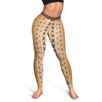 Beige Samoa Malu Tattoo Inspired Leggings LT05 - Polynesian Pride