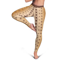 Beige Samoa Malu Tattoo Inspired Leggings LT05 - Polynesian Pride