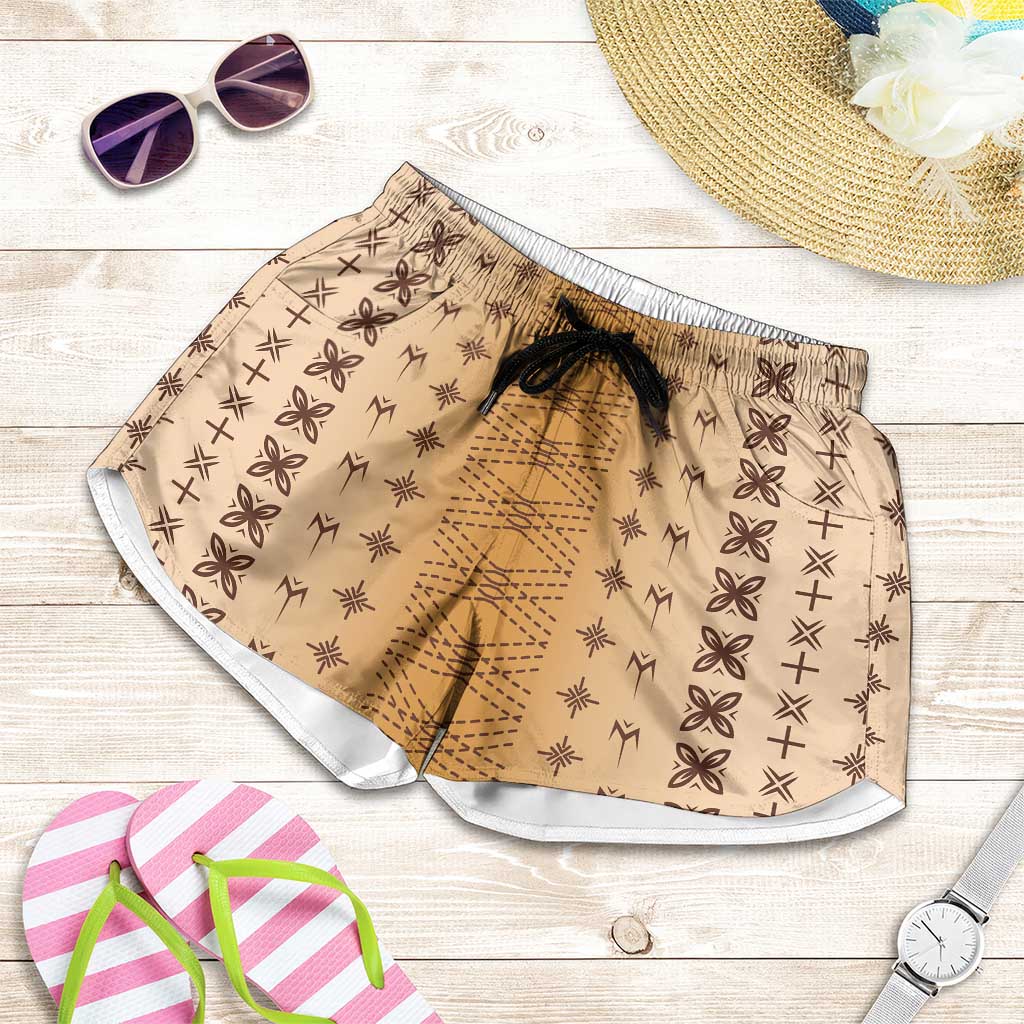 Beige Samoa Malu Tattoo Inspired Shorts for Women LT05 Beige - Polynesian Pride