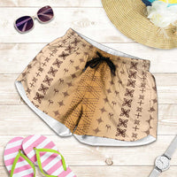 Beige Samoa Malu Tattoo Inspired Shorts for Women LT05 Beige - Polynesian Pride