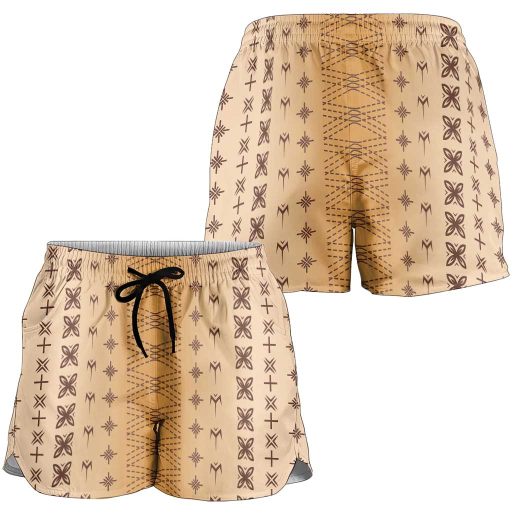 Beige Samoa Malu Tattoo Inspired Shorts for Women LT05 - Polynesian Pride
