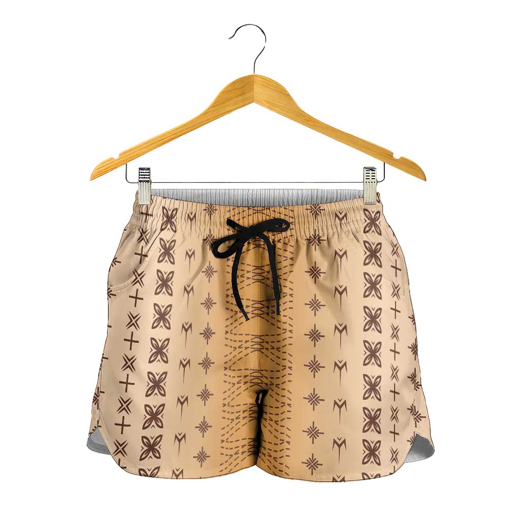 Beige Samoa Malu Tattoo Inspired Shorts for Women LT05 - Polynesian Pride