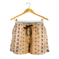 Beige Samoa Malu Tattoo Inspired Shorts for Women LT05 - Polynesian Pride