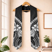 Black Aloha Hawaii Graduation Stole Polynesian Shark Tattoo With Plumeria LT14 One Size Black - Polynesian Pride