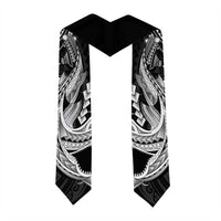 Black Aloha Hawaii Graduation Stole Polynesian Shark Tattoo With Plumeria LT14 - Polynesian Pride