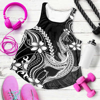 Black Aloha Hawaii Women Racerback Tank Polynesian Shark Tattoo With Plumeria LT14 Black - Polynesian Pride