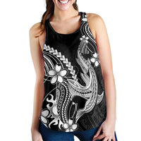 Black Aloha Hawaii Women Racerback Tank Polynesian Shark Tattoo With Plumeria LT14 - Polynesian Pride