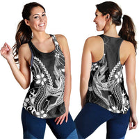 Black Aloha Hawaii Women Racerback Tank Polynesian Shark Tattoo With Plumeria LT14 - Polynesian Pride