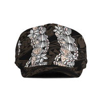 Black and Beige Hawaii Shell Lei Jeff Hat Hawaiian Sunrise Shell Hebrew Cone Plumeria - Polynesian Pride