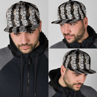 Black and Beige Hawaii Shell Lei Snapback Cap Hawaiian Sunrise Shell Hebrew Cone Plumeria - Polynesian Pride