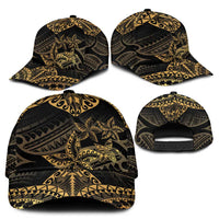 Black and Gold Polynesia Classic Cap Plumeria Tattoo With Polynesian Pattern - Polynesian Pride