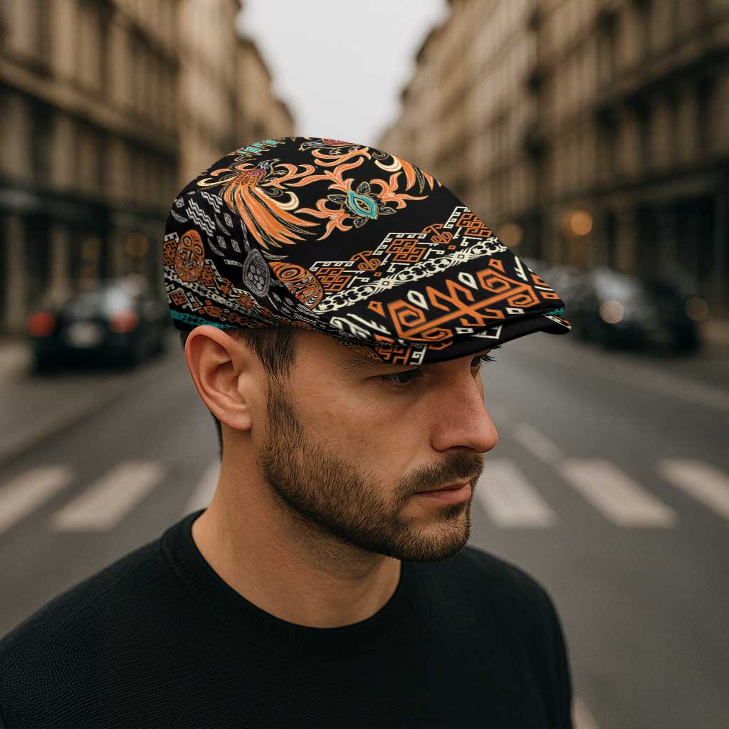 Black Batik Papua-inspired Pattern Jeff Hat - Polynesian Pride