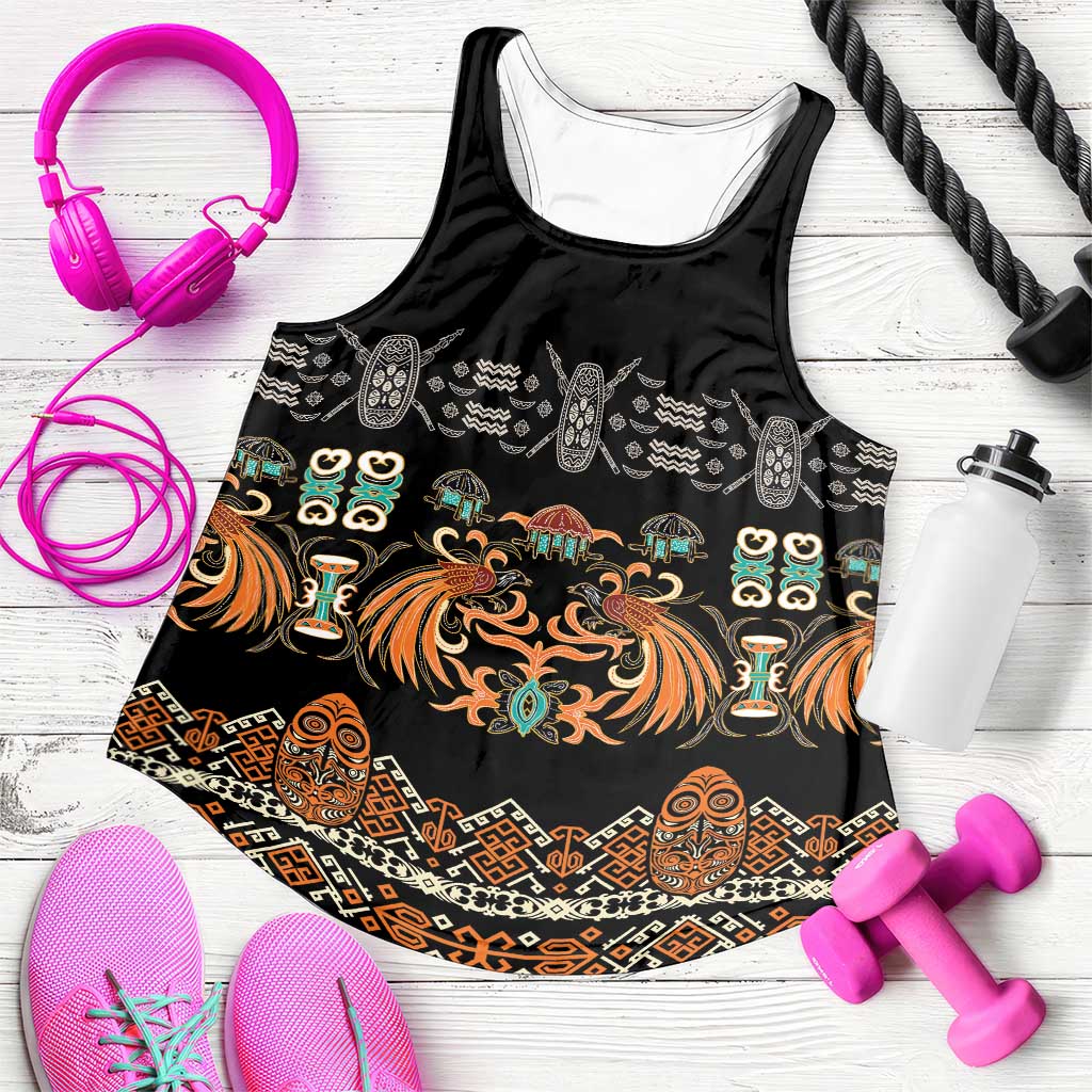 Black Batik Papua-inspired Pattern Women Racerback Tank - Polynesian Pride
