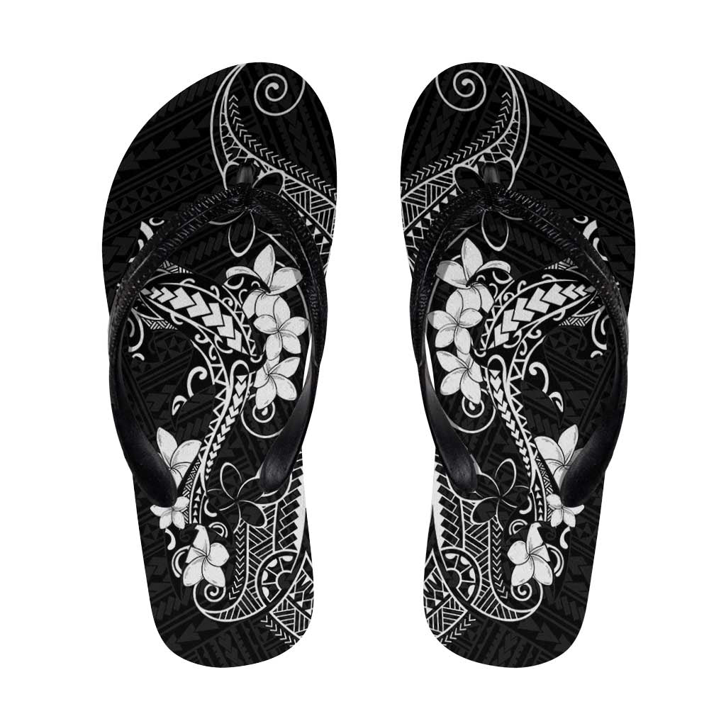 Black Hawaii Flip Flops Hammerhead Shark Tattoo Curve Polynesian - Polynesian Pride