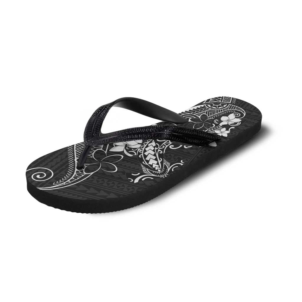 Black Hawaii Flip Flops Hammerhead Shark Tattoo Curve Polynesian - Polynesian Pride