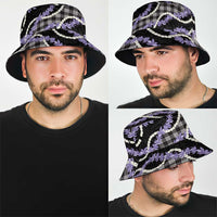 Black Hawaii Palaka Honohono Pikake Bucket Hat Hawaiian Orchid Lei Polynesian Pattern - Polynesian Pride