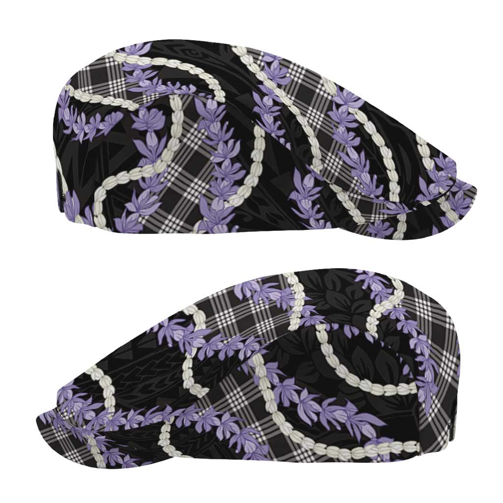 Black Hawaii Palaka Honohono Pikake Jeff Hat Hawaiian Orchid Lei Polynesian Pattern - Polynesian Pride