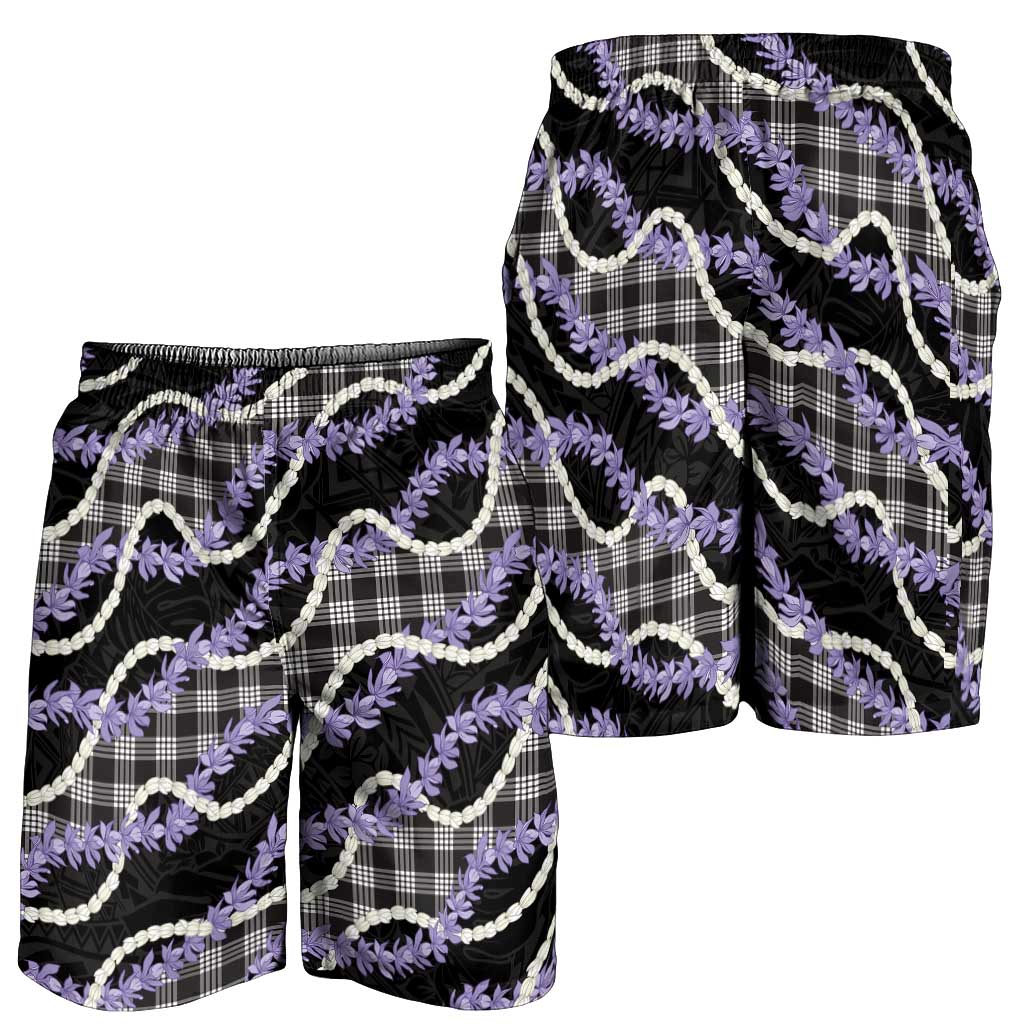 Black Hawaii Palaka Honohono Pikake Shorts for Men Hawaiian Orchid Lei Polynesian Pattern LT14 - Polynesian Pride