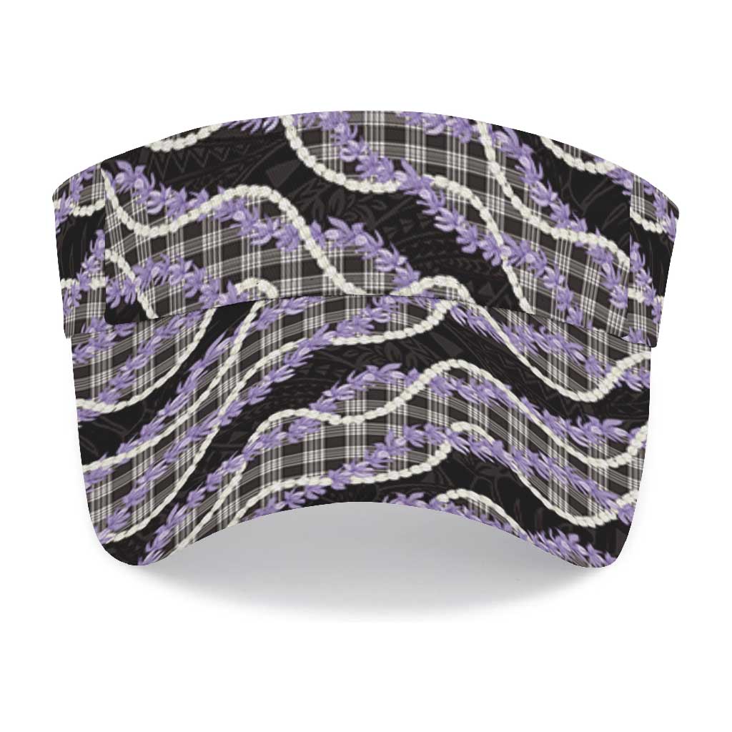 Black Hawaii Palaka Honohono Pikake Sun Visor Cap Hawaiian Orchid Lei Polynesian Pattern LT14 - Polynesian Pride