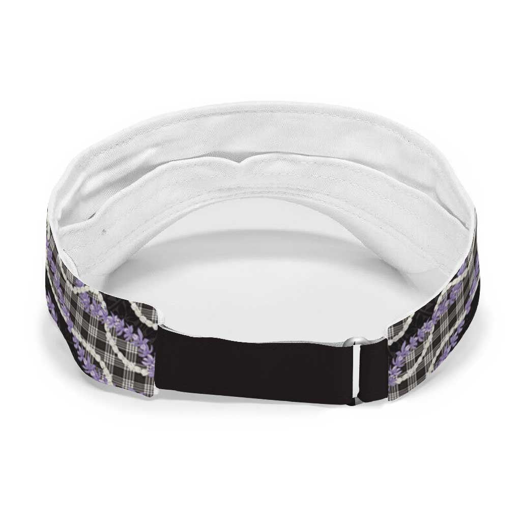 Black Hawaii Palaka Honohono Pikake Sun Visor Cap Hawaiian Orchid Lei Polynesian Pattern LT14 - Polynesian Pride