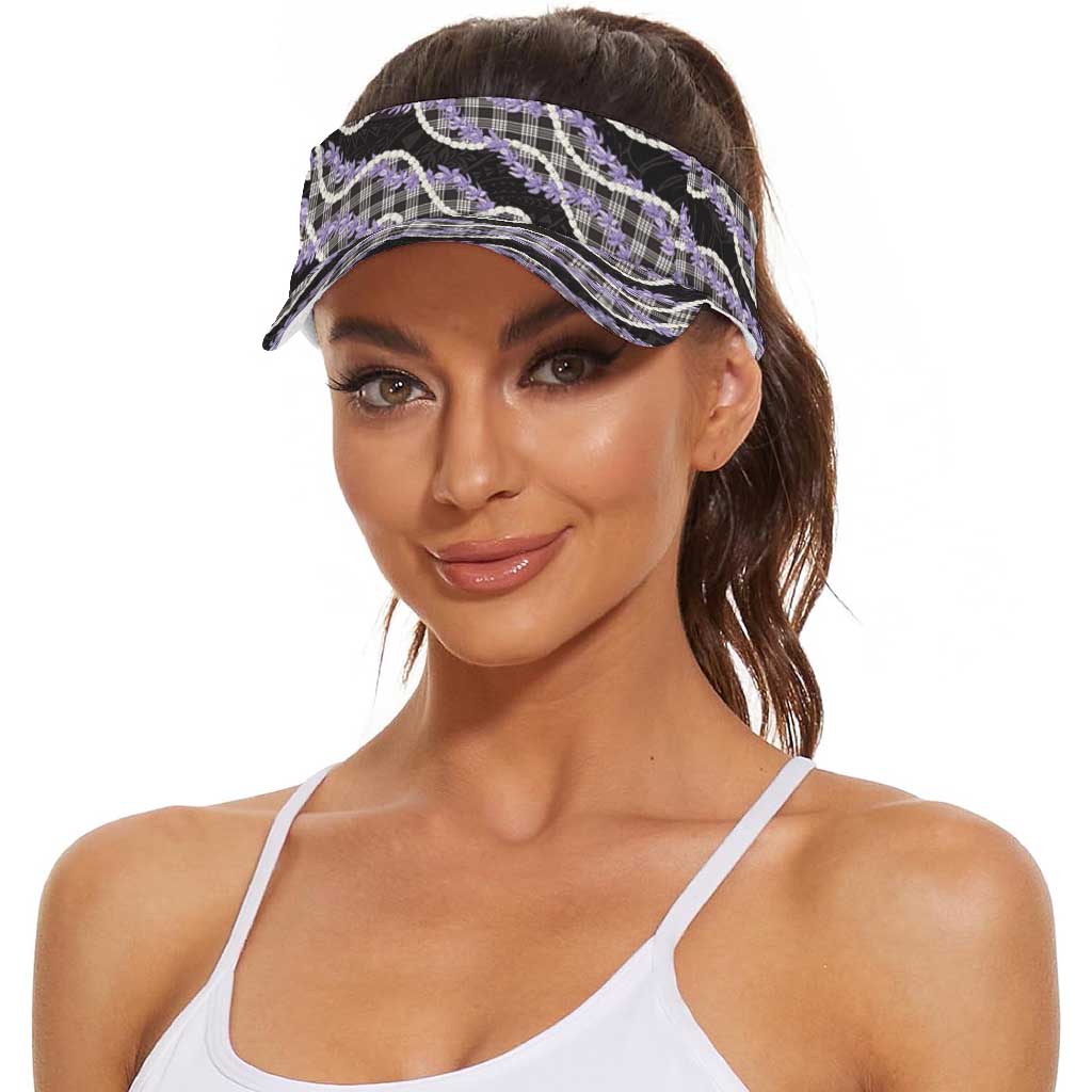 Black Hawaii Palaka Honohono Pikake Sun Visor Cap Hawaiian Orchid Lei Polynesian Pattern LT14 - Polynesian Pride