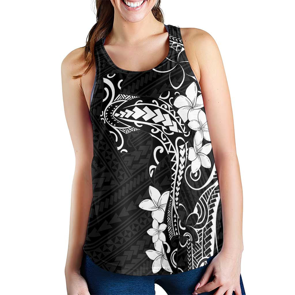 Black Hawaii Women Racerback Tank Hammerhead Shark Tattoo Curve Polynesian - Polynesian Pride