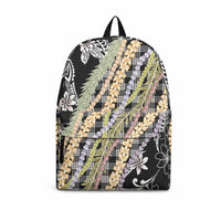 Black Palaka Hawaii Leis Backpack Hawaiian-plaid Elegant Tropical Vibes LT14 Black - Polynesian Pride