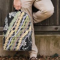 Black Palaka Hawaii Leis Backpack Hawaiian-plaid Elegant Tropical Vibes LT14 - Polynesian Pride
