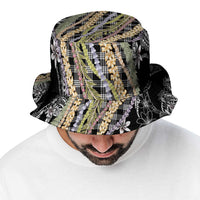 Black Palaka Hawaii Leis Bucket Hat Hawaiian-plaid Elegant Tropical Vibes - Polynesian Pride