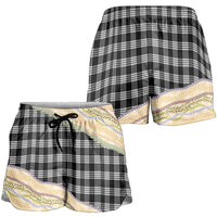 Black Palaka Hawaii Leis Elegant Vibes Shorts for Women LT14 - Polynesian Pride