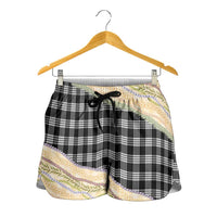 Black Palaka Hawaii Leis Elegant Vibes Shorts for Women LT14 - Polynesian Pride