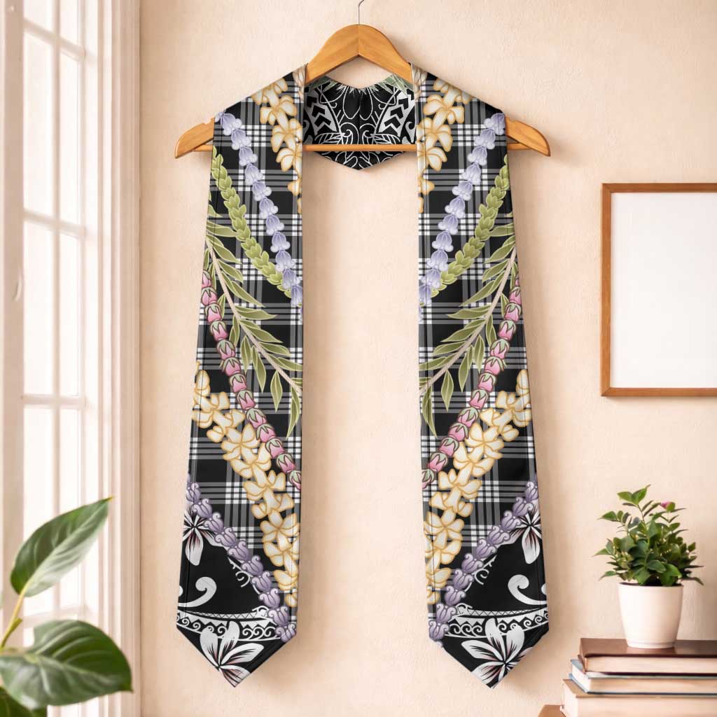 Black Palaka Hawaii Leis Graduation Stole Hawaiian-plaid Elegant Tropical Vibes LT14 One Size Black - Polynesian Pride