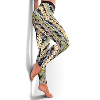 Black Palaka Hawaii Leis Leggings Hawaiian-plaid Elegant Tropical Vibes - Polynesian Pride