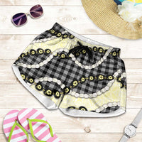 Black Palaka Hawaii Shorts for Women Kukui Nut Pikake Lei Hawaiian Tapa Pattern LT14 Black - Polynesian Pride