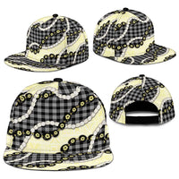 Black Palaka Hawaii Snapback Cap Kukui Nut Pikake Lei Hawaiian Tapa Pattern - Polynesian Pride