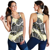 Black Palaka Hawaii Women Racerback Tank Kukui Nut Pikake Lei Hawaiian Tapa Pattern LT14 - Polynesian Pride