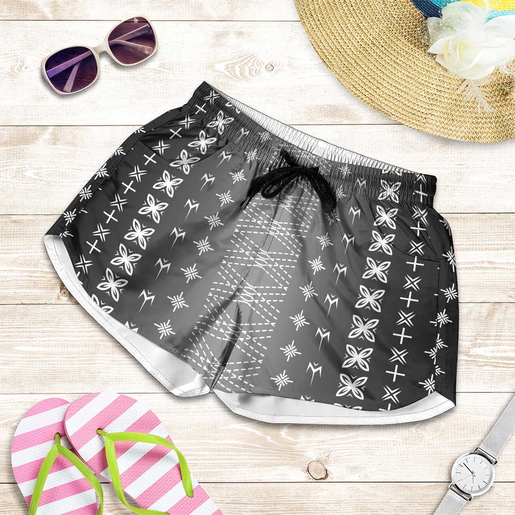 Black Samoa Malu Tattoo Inspired Shorts for Women LT05 Black - Polynesian Pride