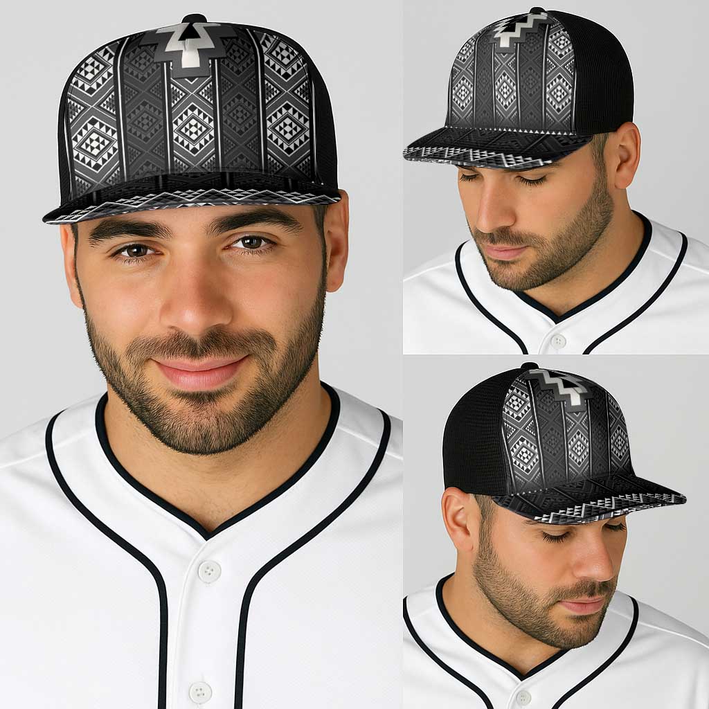 Black Taniko Aotearoa Baseball Net Cap Niho Taniwha Mix Poutama - Polynesian Pride