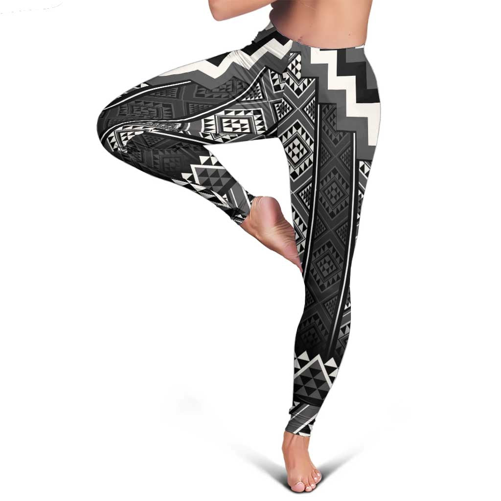 Black Taniko Aotearoa Leggings Niho Taniwha Mix Poutama LT14
