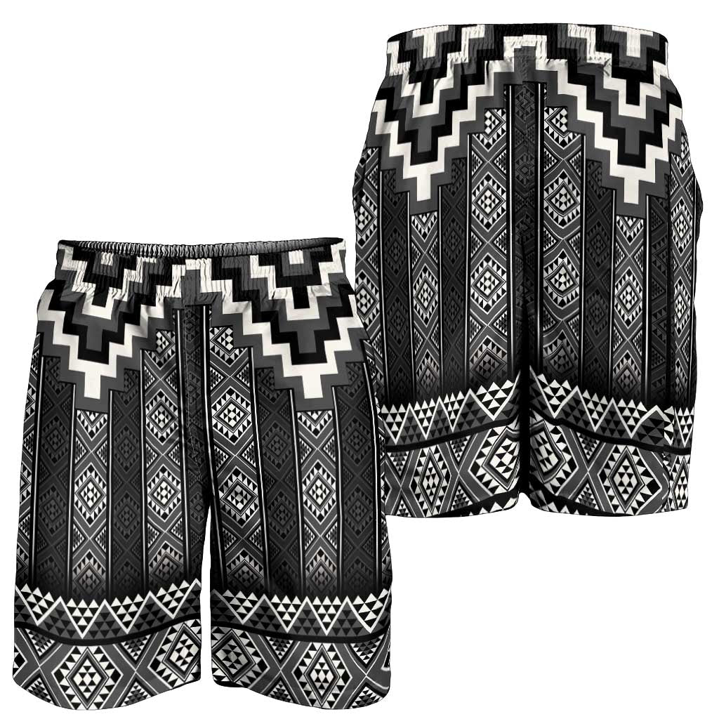 Black Taniko Aotearoa Shorts for Men Niho Taniwha Mix Poutama LT14 - Polynesian Pride