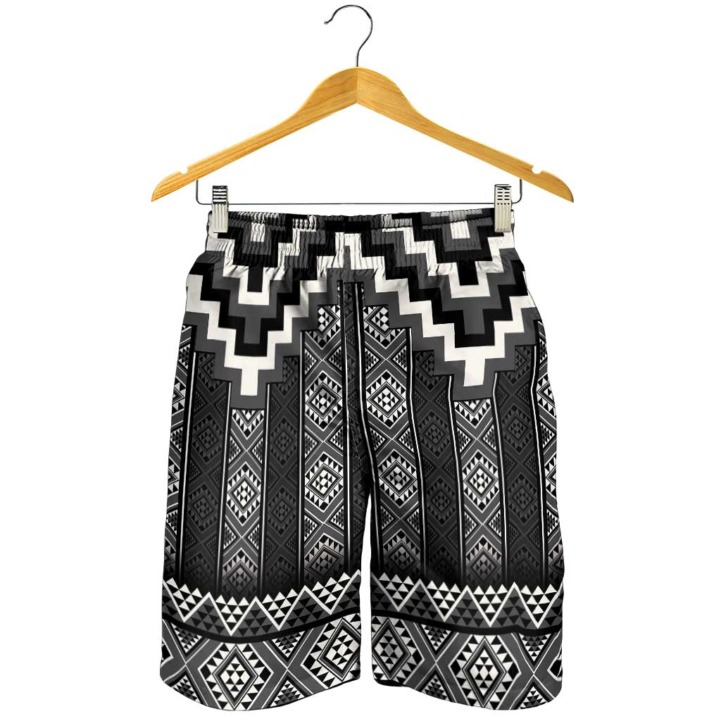 Black Taniko Aotearoa Shorts for Men Niho Taniwha Mix Poutama LT14 - Polynesian Pride