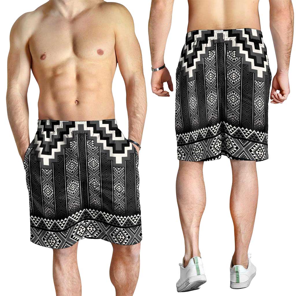Black Taniko Aotearoa Shorts for Men Niho Taniwha Mix Poutama LT14 - Polynesian Pride