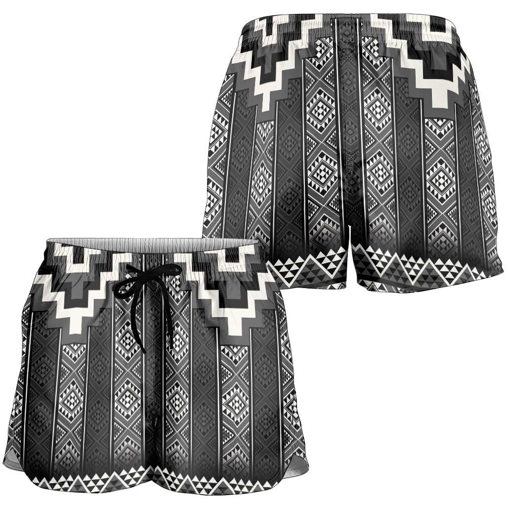 Black Taniko Aotearoa Shorts for Women Niho Taniwha Mix Poutama