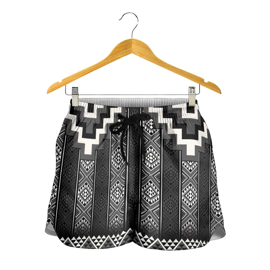 Black Taniko Aotearoa Shorts for Women Niho Taniwha Mix Poutama